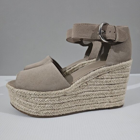 NEW Marc Fisher Alita Platform Womens 10 Wedge Sandal Espadrille Natural Suede - Picture 1 of 13